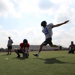 Lincoln-Way East’s Dominic Dzioban during a preseason practice. Allen Cunningham/For the Sun-Times.