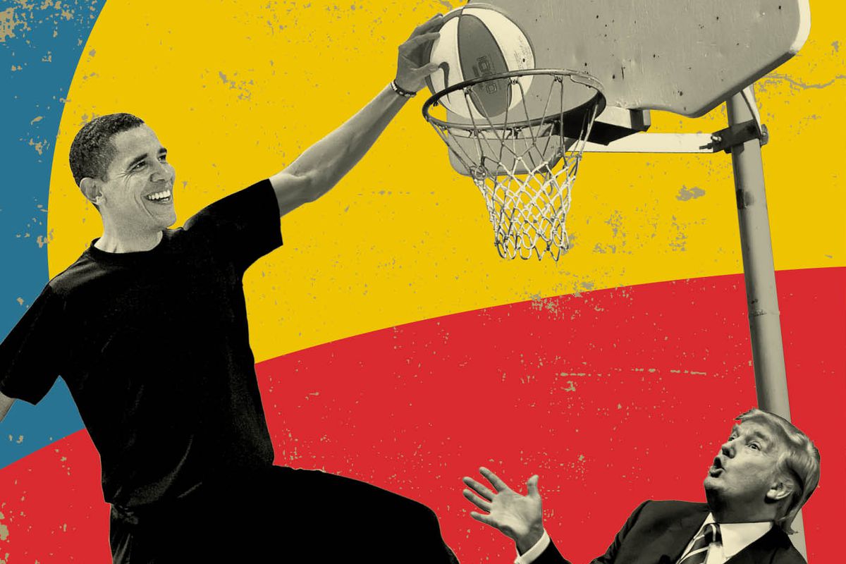 The cover image of Dan Pfeiffer’s book “Yes We (Still) Can” depicts former President Barack Obama dunking a basketball over current President Donald Trump.