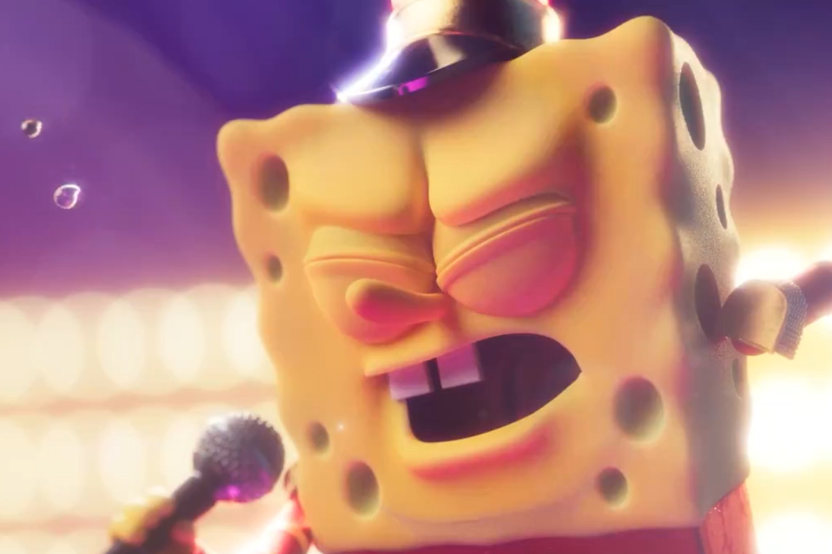 SpongeBob’s new CGI form singing Sweet Victory ahead of Super Bowl LVIII