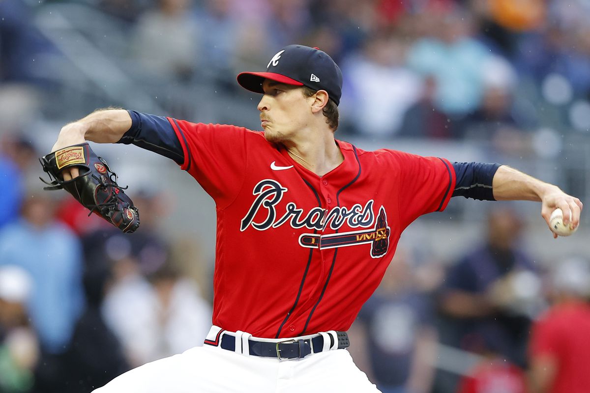 Max Fried of the Atlanta Braves pitches during the first inning against the Baltimore Orioles at Truist Park on May 5, 2023 in Atlanta, Georgia.