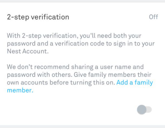 Nest two-step auth screenshot