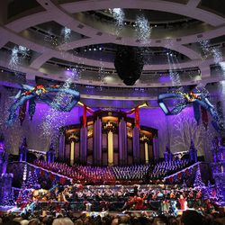 The Mormon Tabernacle Choir, Orchestra at Temple Square and Bells on Temple Square perform during their Christmas concert in Salt Lake City  Thursday, Dec. 15, 2011. 