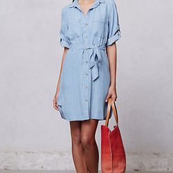 <a href="http://www.anthropologie.com/anthro/product/clothes-dresses/27103993.jsp">Belted Chambray Shirt Dress</a>, $118.40 (was $148.00)
