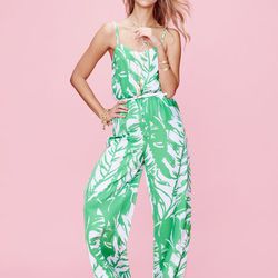 ‘Boom Boom’ jumpsuit, $44; pineapple sandals in gold, $30