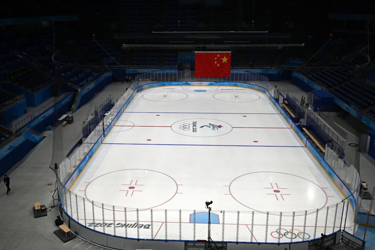 A general view shows the National Indoor Stadium where the Ice Hockey competition will be held during the Beijing 2022 Winter Olympics Games on February 1, 2022 in Beijing.