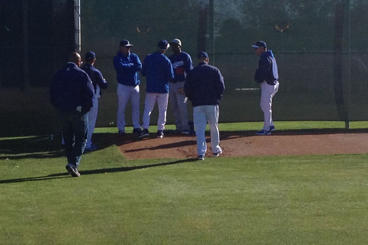 Pedro Baez received instruction from Dodgers legend Sandy Koufax during spring training.