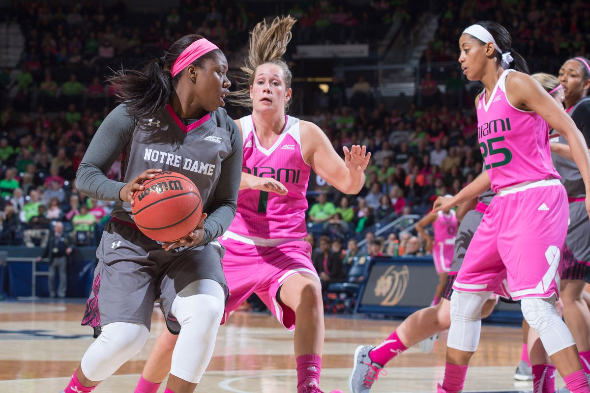 Arike Ogunbowale led the no. 2 Irish with 18 points against no. 19/17 Miami. ND beat the Hurricanes, 90-69.