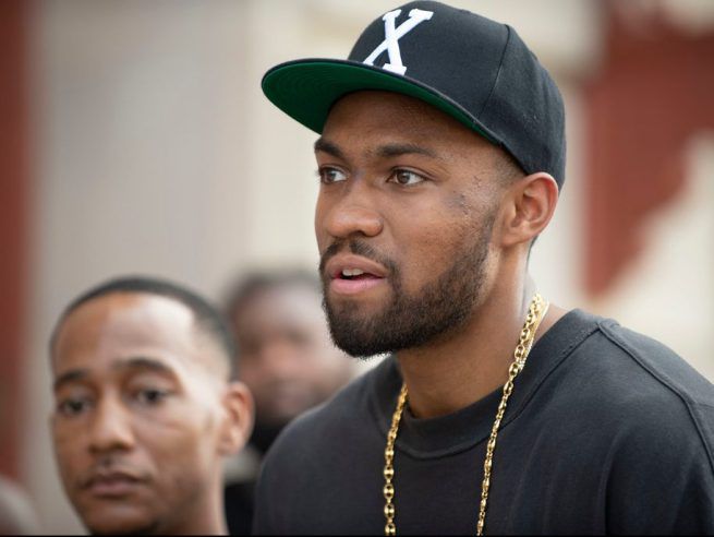 NBA player Jabari Parker speaks outside Crane High School at a press conference on the development of the Steve Rosenthal case on August 28, 2018. | Colin Boyle/Sun-Times