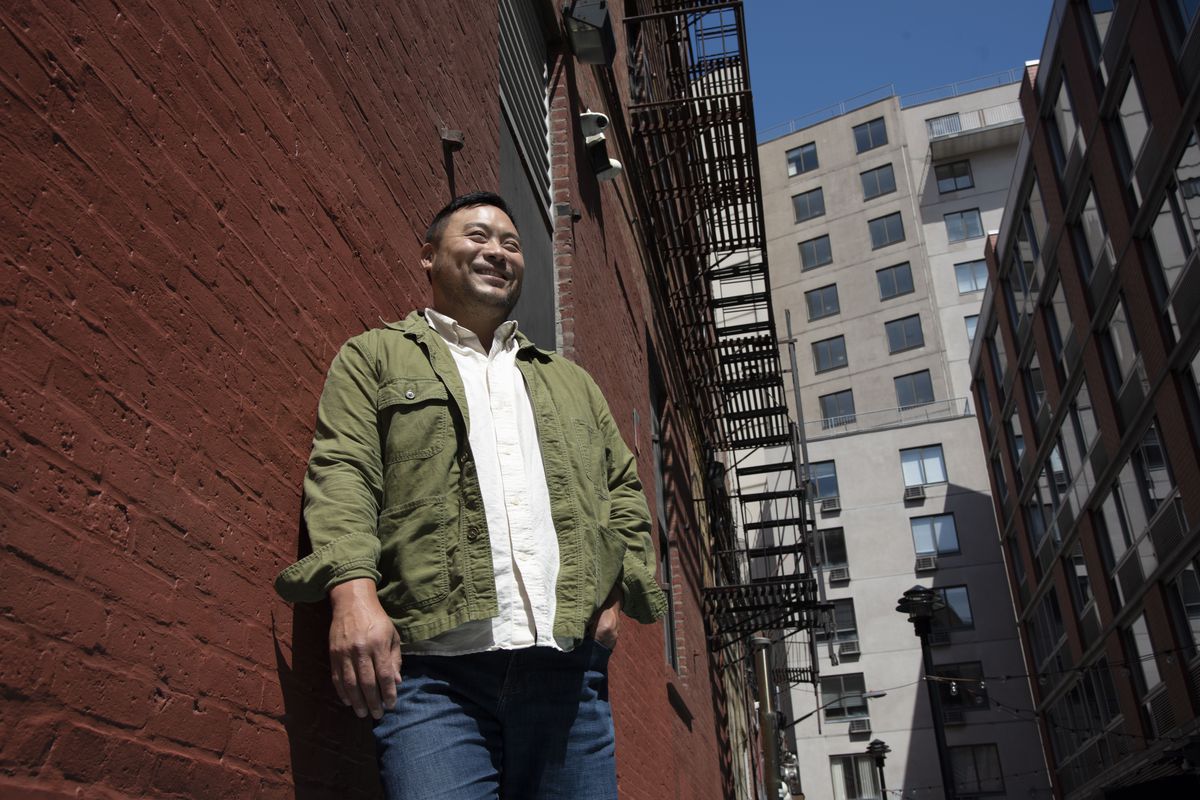 Chef David Chang shown on a New York City street.
