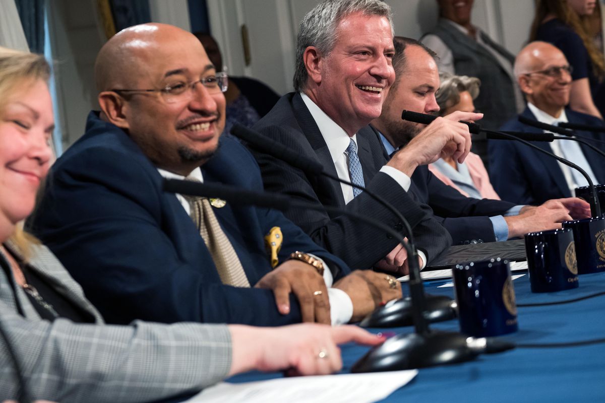 Labor leaders and Mayor Bill de Blasio on Tuesday announced a deal to boost pay for some pre-K teachers.