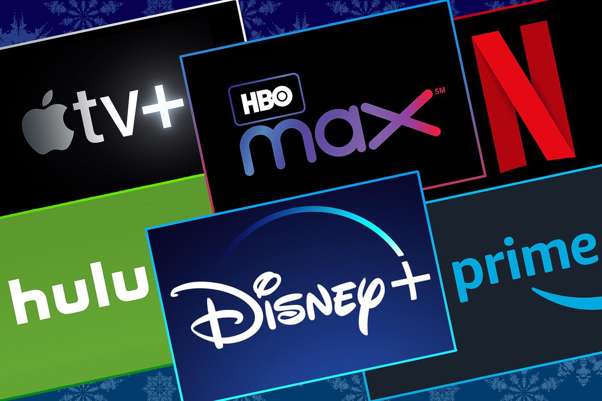 Graphic grid with the logos of major streaming companies