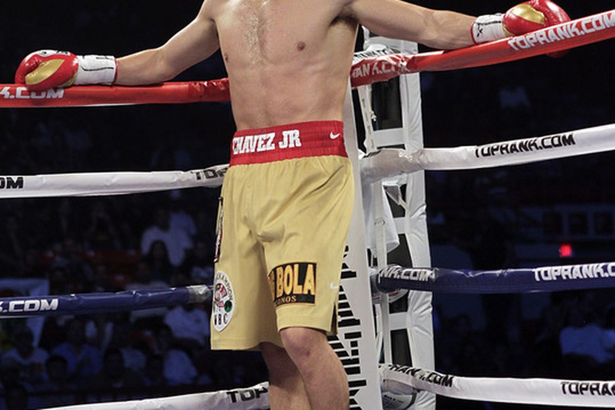 Julio Cesar Chavez Jr returns to the ring in a month to face Marco Antonio Rubio. (Photo by Bob Levey/Getty Images)