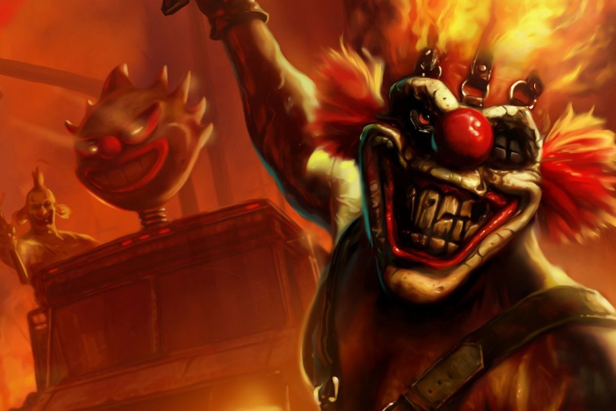 Sweet Tooth, the menacing clown/driver from 2012’s Twisted Metal, in promotional art for the game