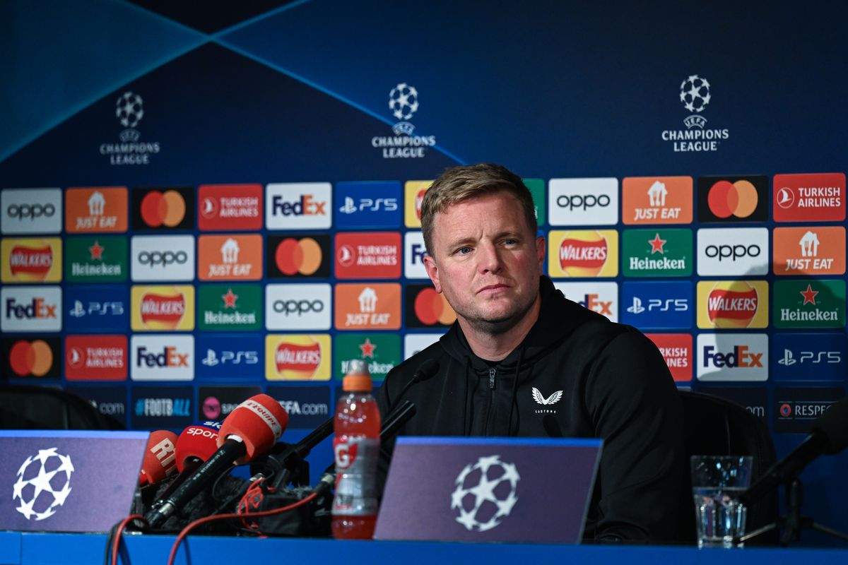 Newcastle United FC Training Session And Press Conference - UEFA Champions League 2023/24