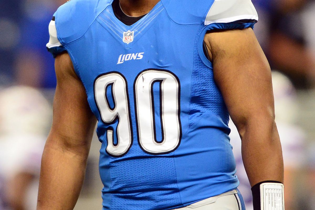 Aug 30, 2012; Detroit, MN, USA; Detroit Lions defensive tackle Ndamukong Suh (90) against the Buffalo Bills in a preseason game at Ford Field. Mandatory Credit: Andrew Weber-US Presswire