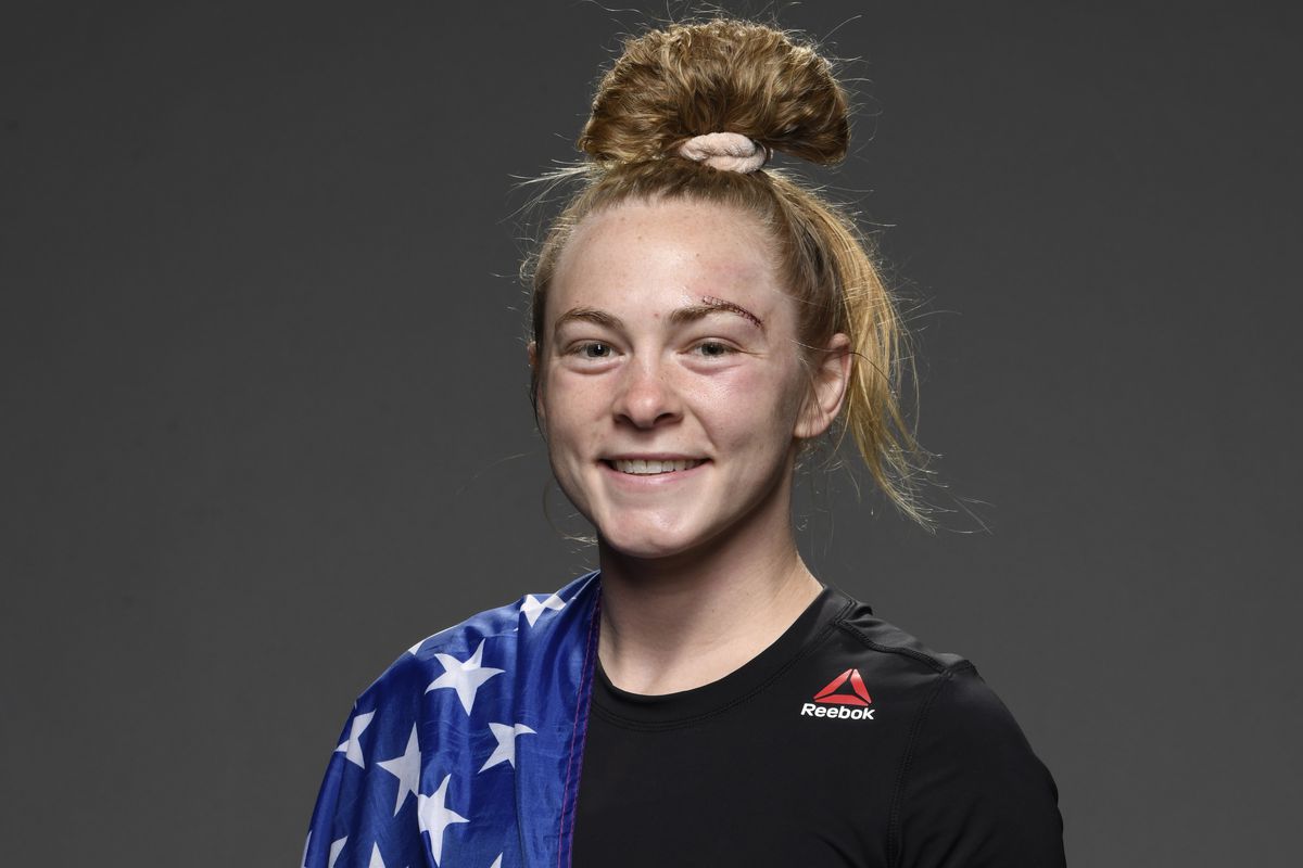Kay Hansen poses for a portrait backstage after her victory during the UFC Fight Night event at UFC APEX on June 27, 2020 in Las Vegas, Nevada.