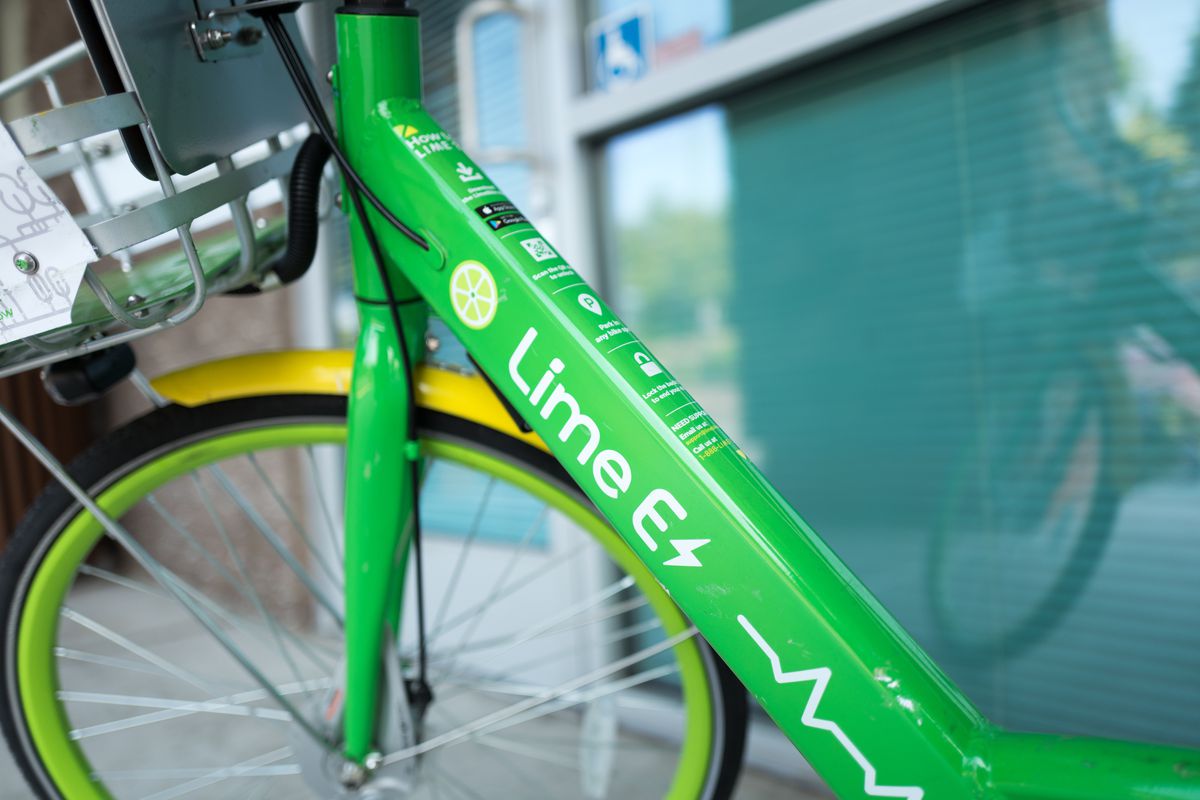 A Lime e-bike.