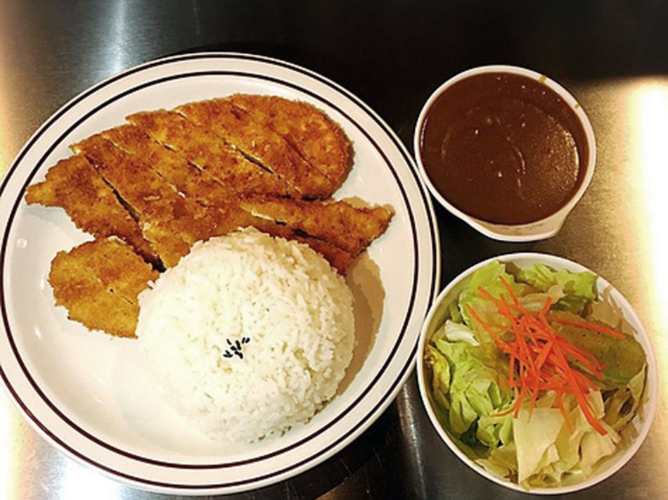 A katsu dish, part of the casual Japanese menu served for takeout at Tokyo Cafe.