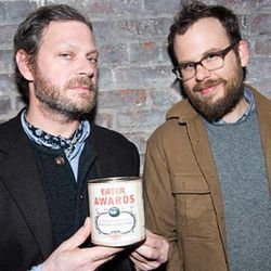 Winner of the Jean-Georges Award for Quietly Killing it, Frank Falcinelli, with his Prime Meats partner Travis Kaufman. [Photo courtesy Metromix]