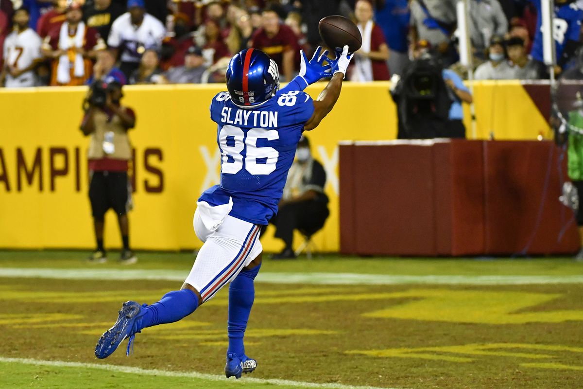 New York Giants wide receiver Darius Slayton (86) is unable to make a catch against the Washington Football Team during the second half at FedExField.&nbsp;