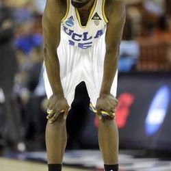 UCLA's Shabazz Muhammad waits as a teammate shoots a free throw against Minnesota during the second half of a second-round game of the NCAA college basketball tournament Friday, March 22, 2013, in Austin, Texas. Minnesota won 83-63. (AP Photo/David J. Phillip)