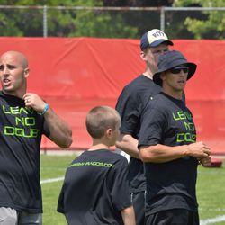 Former Badgers Chris Maragos (left) and Luke Swan (right) direct camp participants.