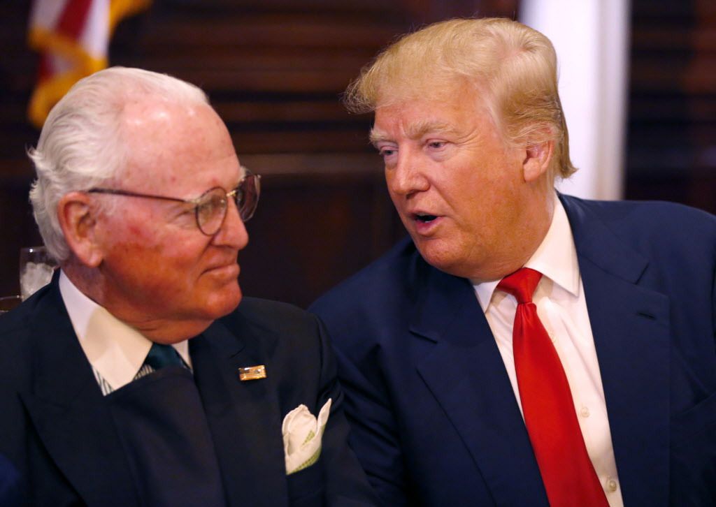Ald. Edward M. Burke, left, with Republican presidential front-runner Donald Trump at the City Club of Chicago. | AP file photo