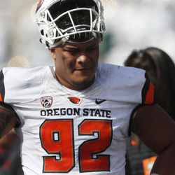 Oregon State Beavers defensive tackle Paisa Savea plays in an NCAA college football game Saturday, Aug. 26, 2017, in Fort Collins, Colorado.