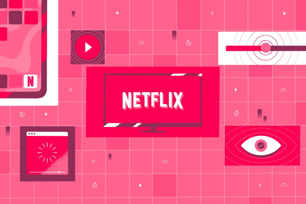 Illustration for Netflix in pink and magenta colors