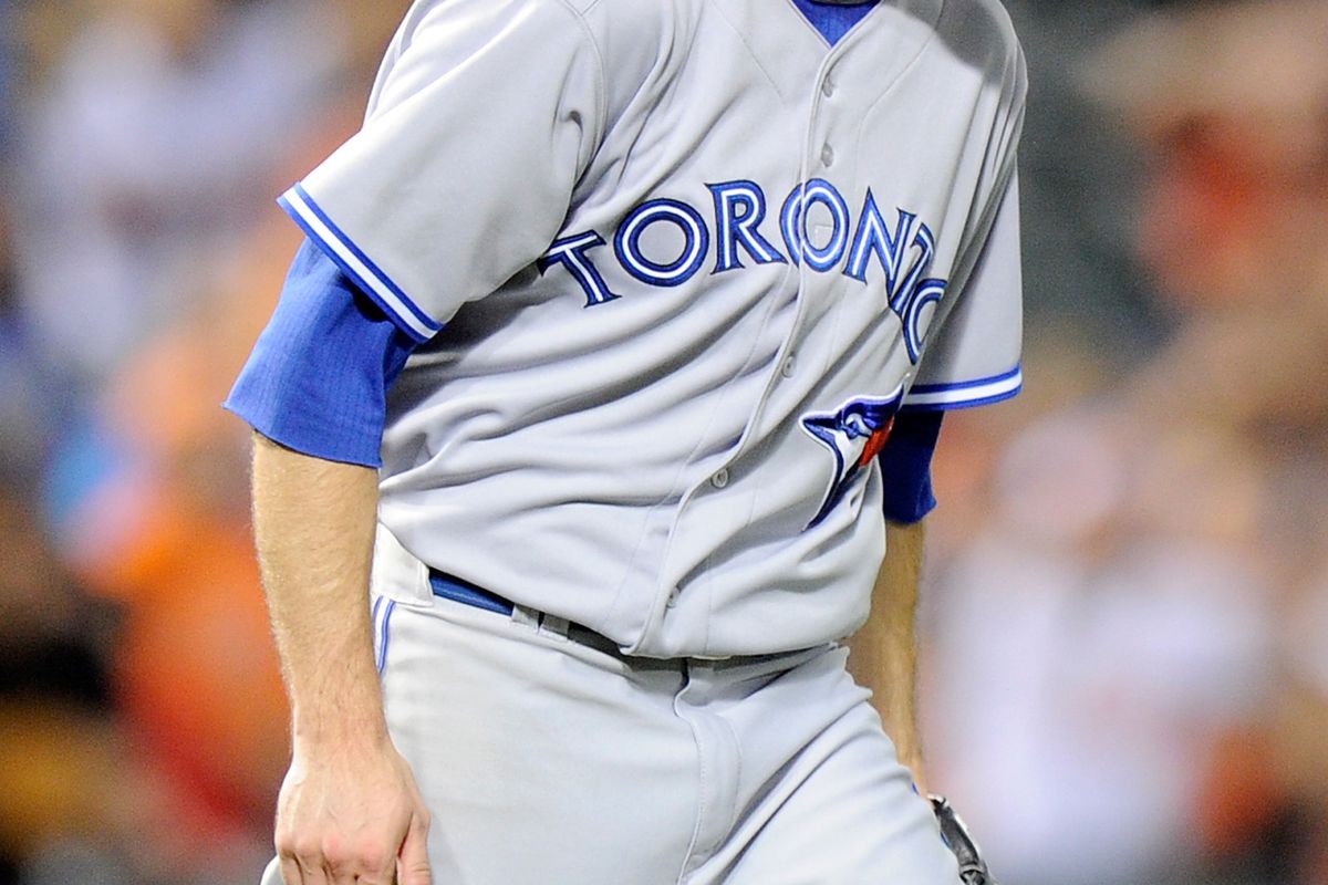 BALTIMORE, MD - AUGUST 25: His BABIP with Runners On used to bum out Brandon Morrow #23 of the Toronto Blue Jays, but now it's a party. (Photo by Greg Fiume/Getty Images)