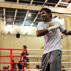 Manny Pacquiao warming up for his workout