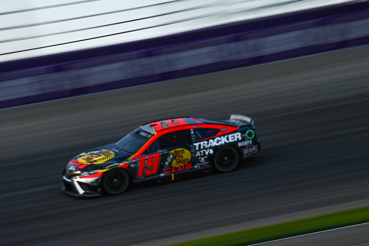 Martin Truex Jr., driver of the #19 Bass Pro Shops Toyota, drives during the NASCAR Cup Series Ally 400 at Nashville Superspeedway on June 25, 2023 in Lebanon, Tennessee.