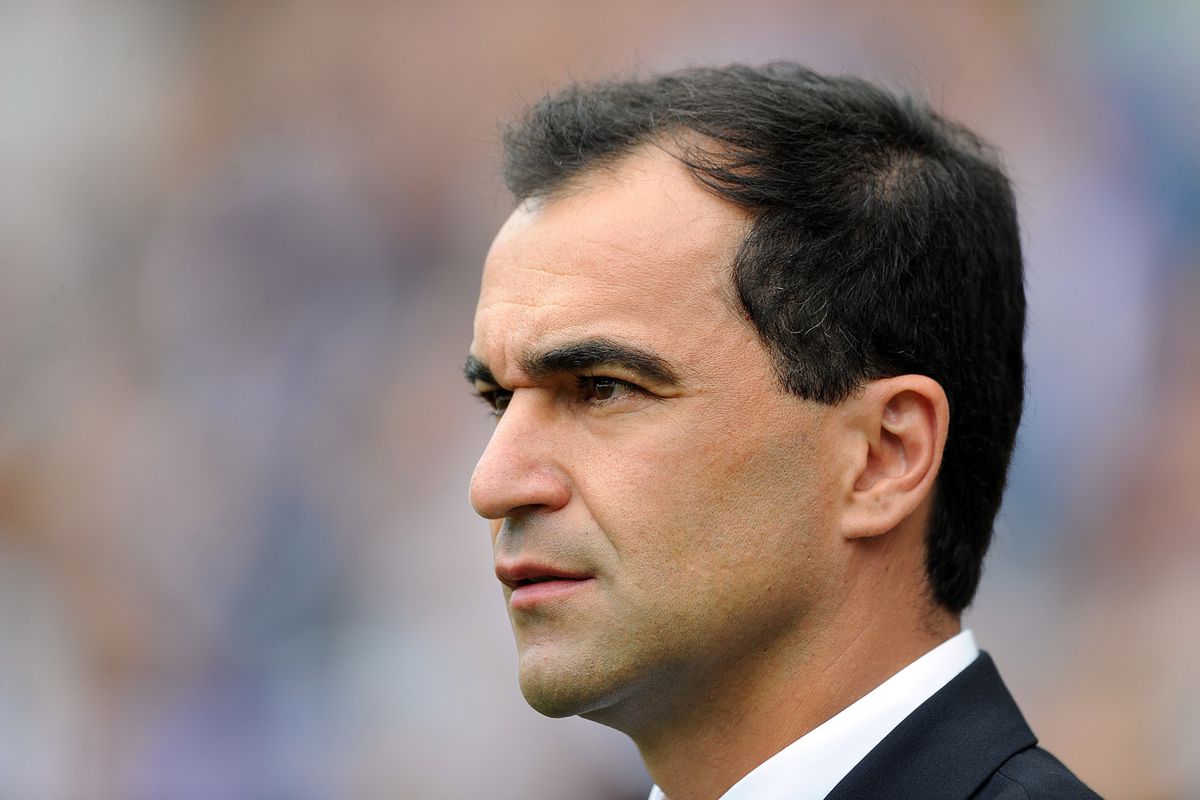 Wigan Athletic manager Roberto Martinez looks on during the Barclays Premier League match between Wigan Athletic and Stoke City at DW Stadium.