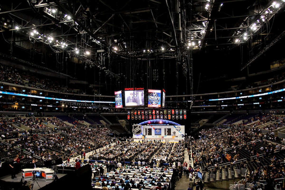 LOS ANGELES, CA - JUNE 25:  An overall view of the draft floor during the 2010 NHL Entry Draft at Staples Center on June 25, 2010 in Los Angeles, California.  (Photo by Jeff Gross/Getty Images)