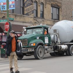 2:08 p.m. Concrete truck making a delivery - 