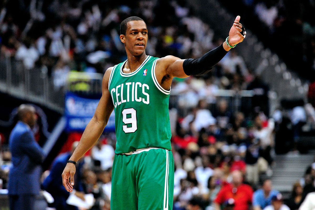 The Celtics could be without Rajon Rondo for game 2 of their series against the Atlanta Hawks after he was ejected for chest-bumping an official  (Photo by Grant Halverson/Getty Images)