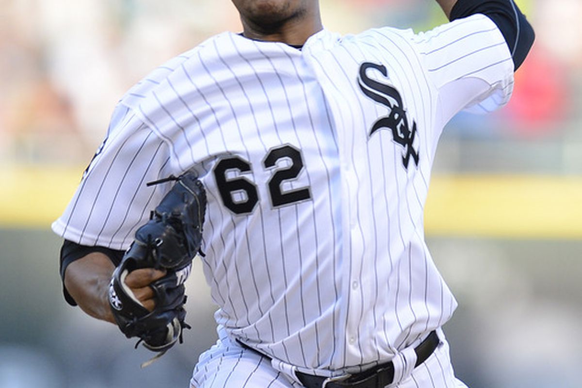 Jun 06, 2012; Chicago, IL, USA;  Chicago White Sox starting pitcher Jose Quintana (62) throws a pitch against the Toronto Blue Jays during the first inning at US Cellular Field.  Mandatory Credit: Mike DiNovo-US PRESSWIRE