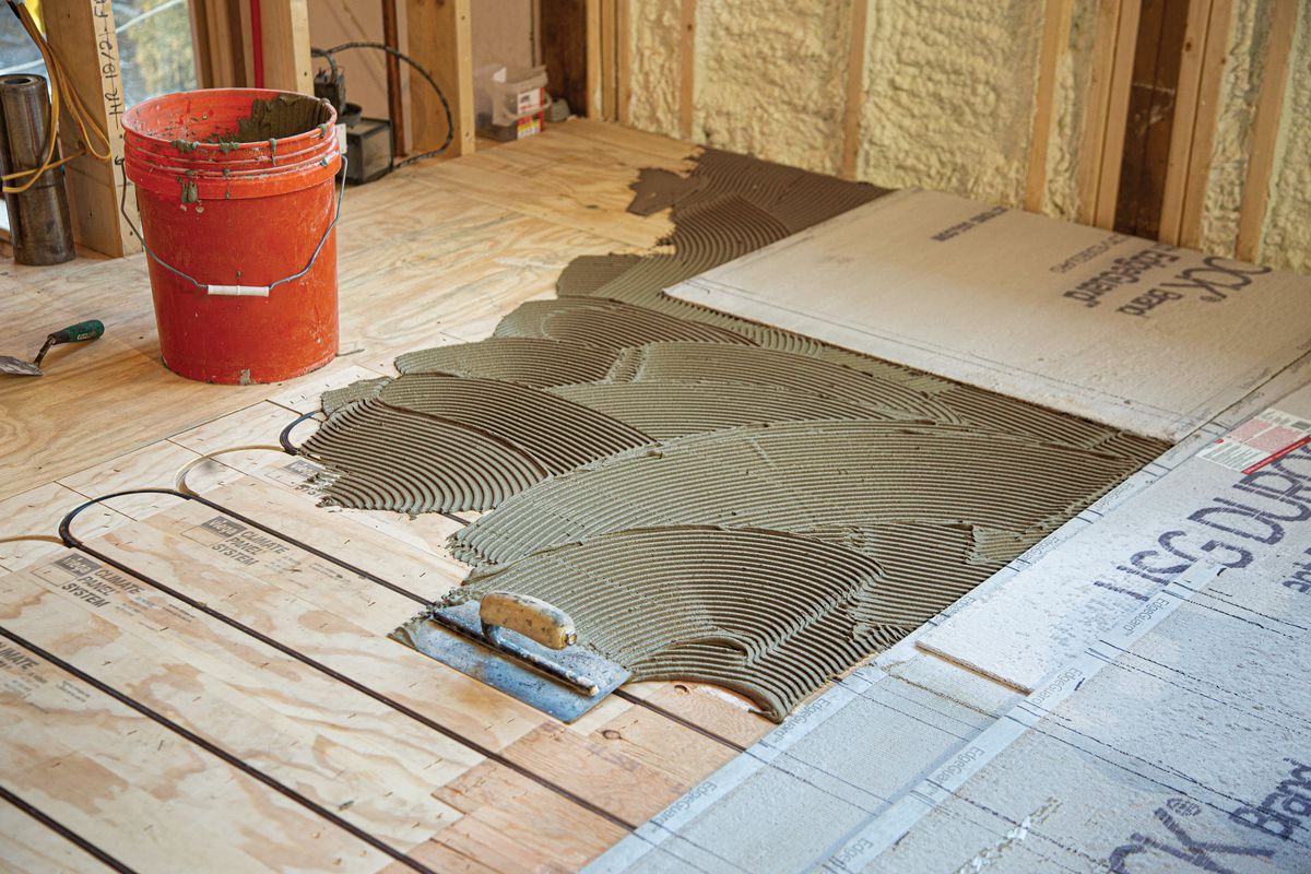 These hydronic plywood-over-aluminum panels are thinset-and-tile-ready.