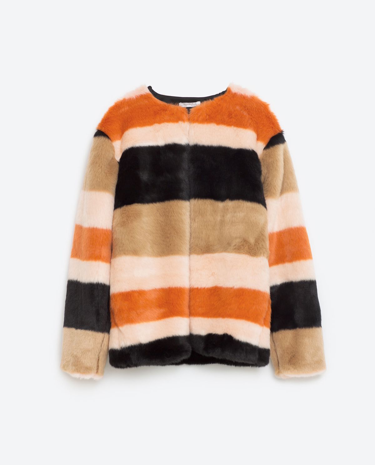 Zara Faux Fur Striped Coat, $100