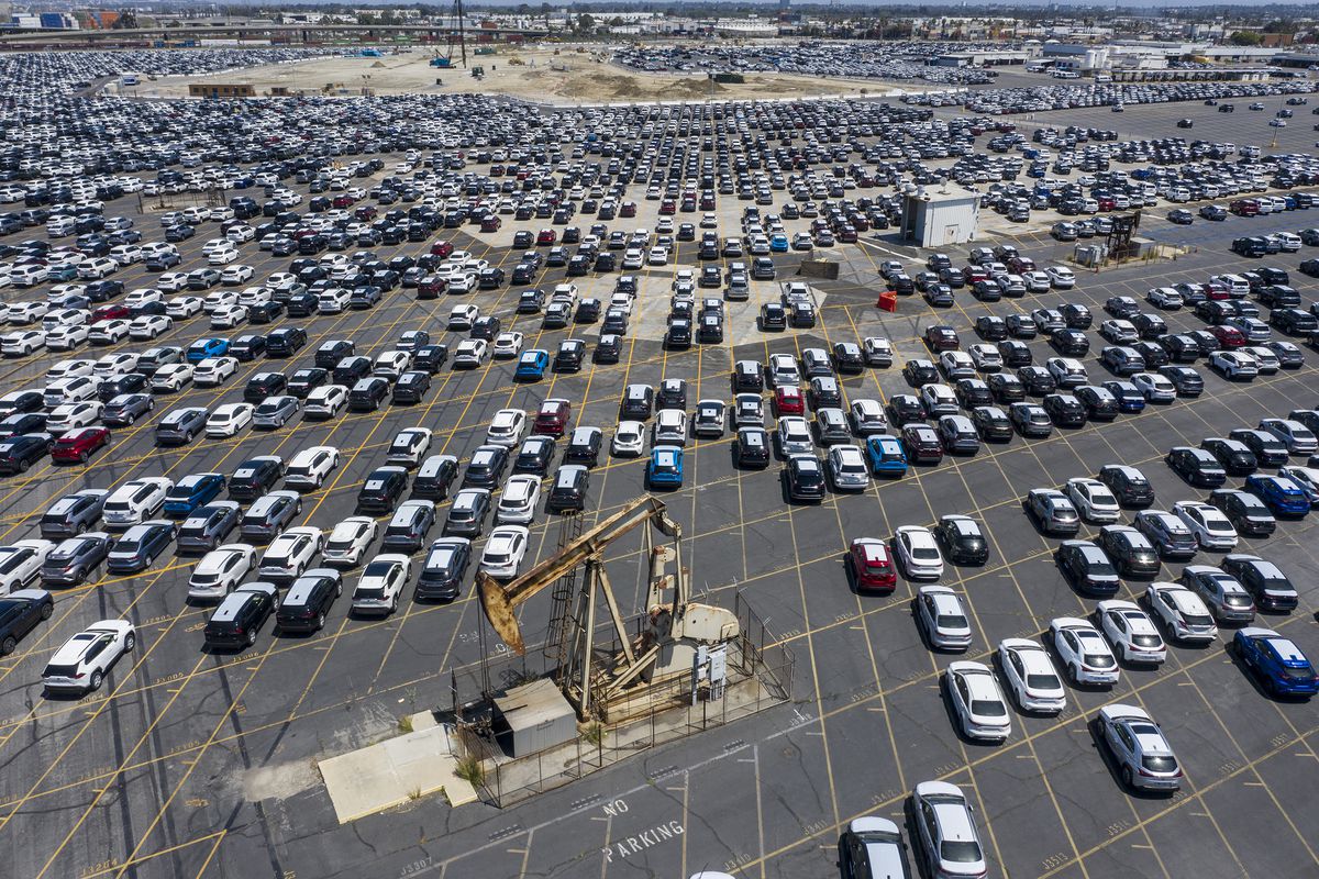 New cars stored at LA Port