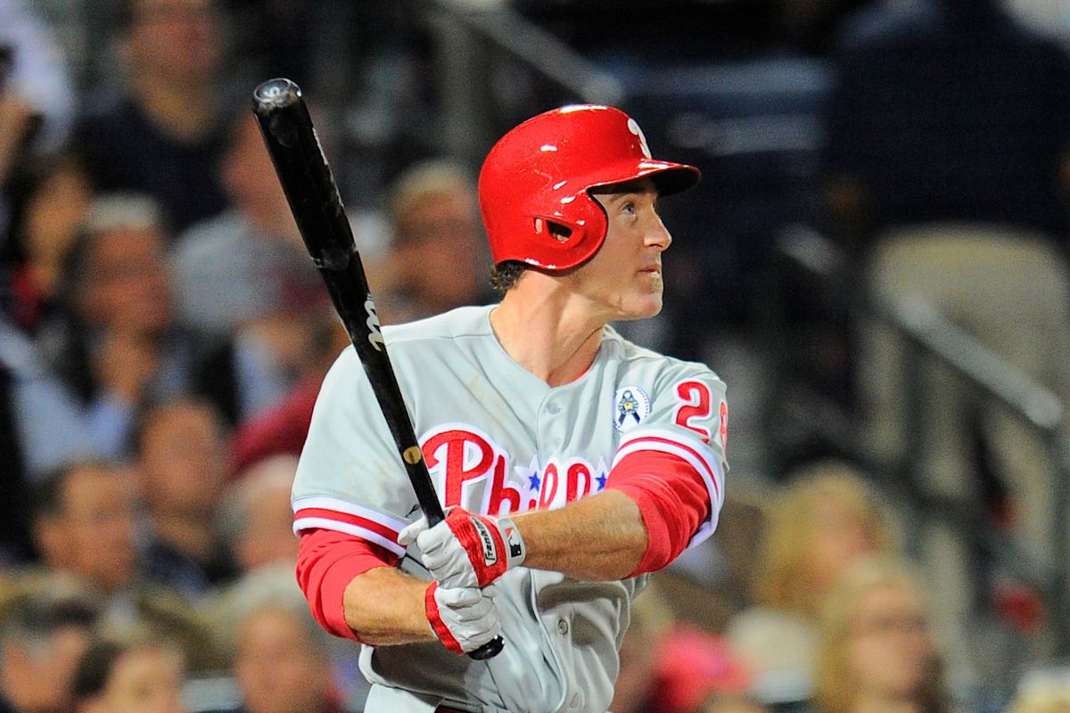 This is Chase Utley watching his homer leave Turner Field. Even he's in awe of himself.
