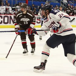 The Brown Bears take on the UConn Huskies in a men’s college hockey game at the XL Center in Hartford, CT on November 13, 2018.