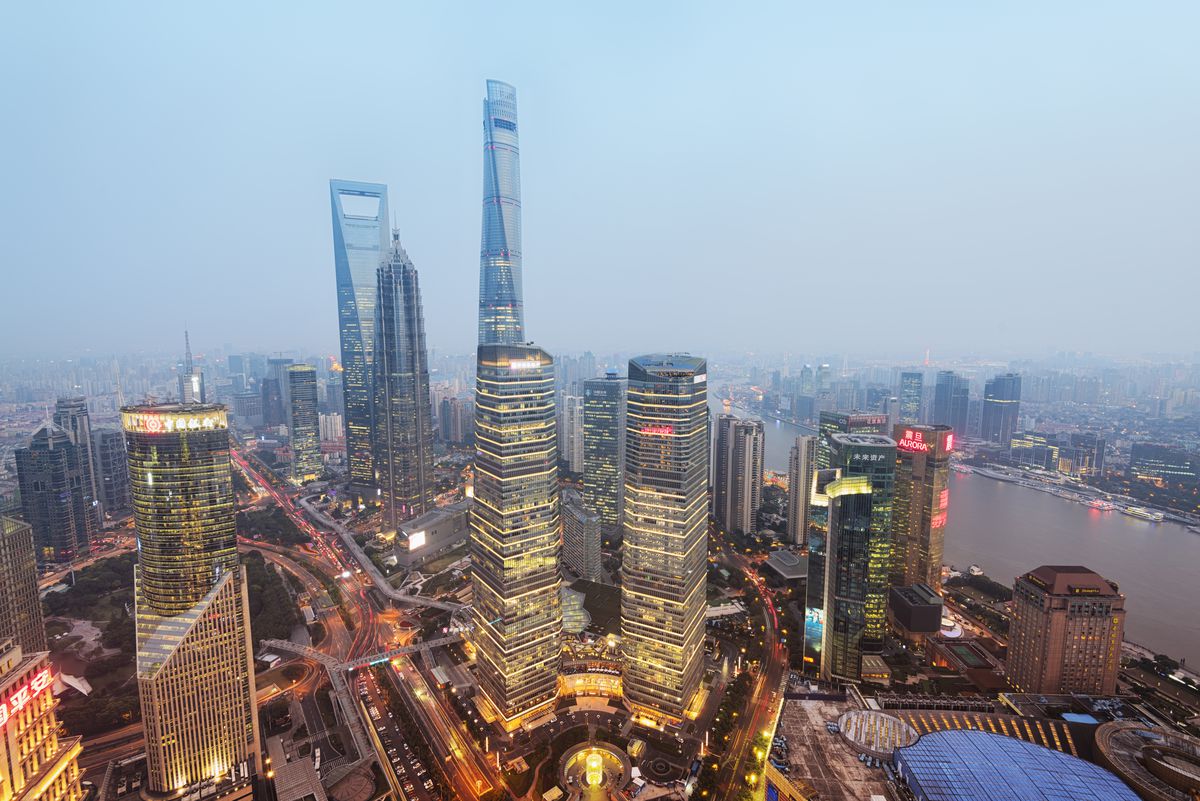 two skyscrapers in Shanghai