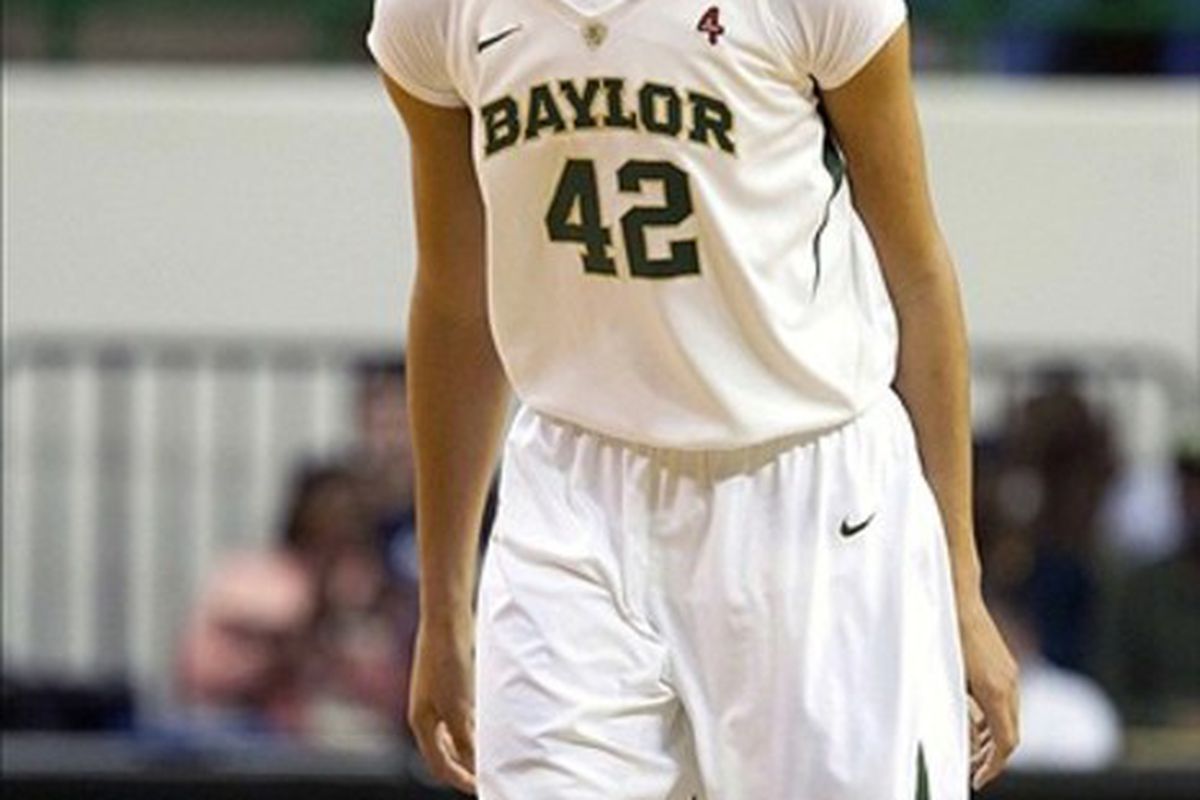 Mar 03, 2012; Waco, TX, USA; Baylor Bears center Brittney Griner (42) plays defense during the first half against the Iowa State Cyclones at the Ferrell Center.  Mandatory Credit: Kevin Jairaj-US PRESSWIRE
