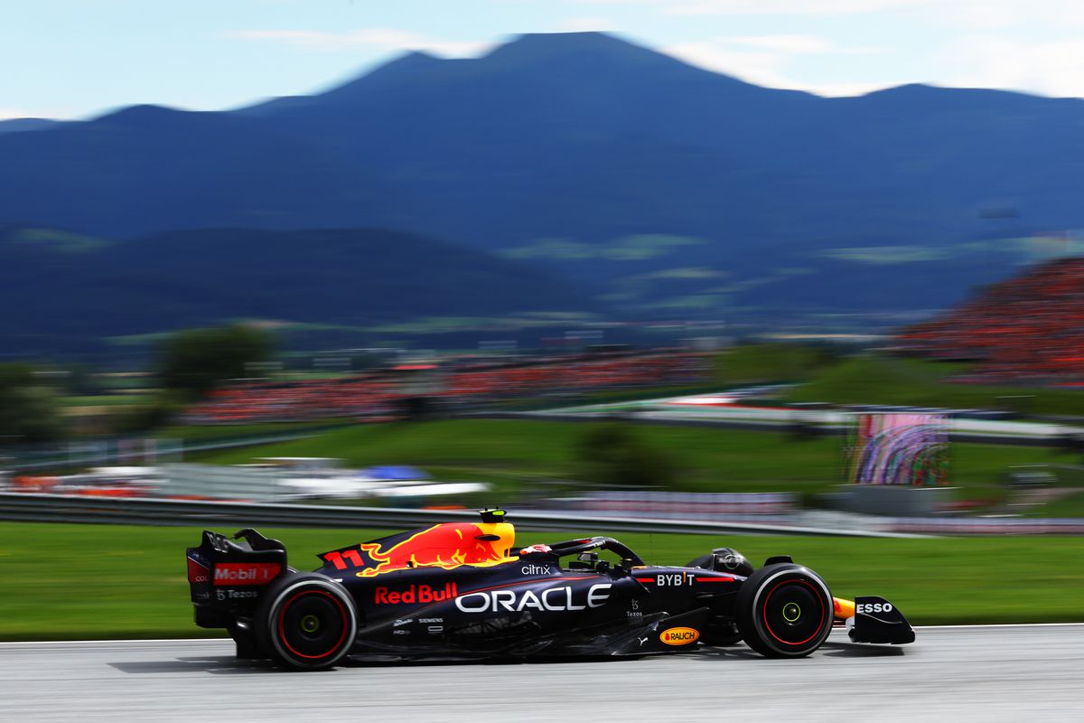 Sergio Perez of Mexico driving the (11) Oracle Red Bull Racing RB18 on track during the F1 Grand Prix of Austria at Red Bull Ring on July 10, 2022 in Spielberg, Austria.