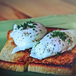 Poached Eggs over Toast at The Shop Cafe by R. E. ~