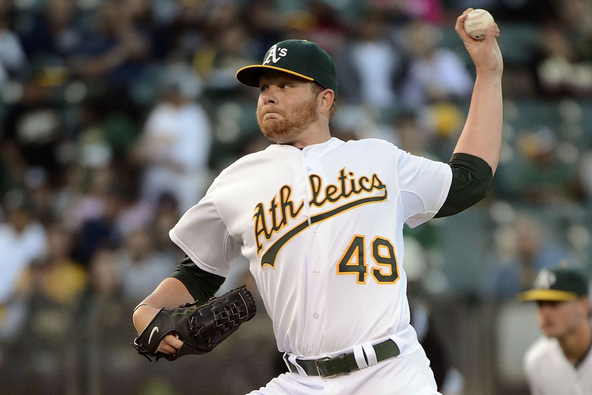 OAKLAND, CA - AUGUST 21:  Brett Anderson #49 of the Oakland Athletics pitches against the Minnesota Twins at O.co Coliseum on August 21, 2012 in Oakland, California.  (Photo by Thearon W. Henderson/Getty Images)