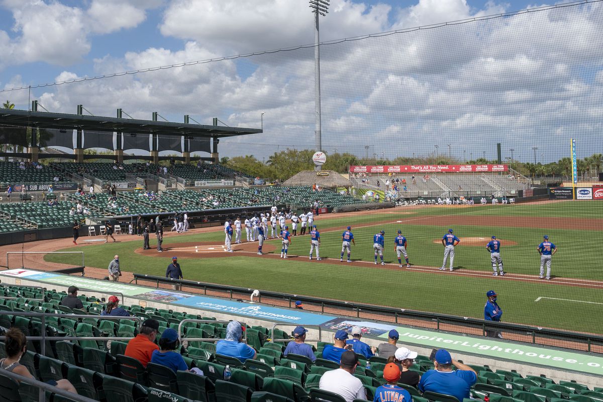 Player introduction at Mets vs. Marlins spring training game in 2021