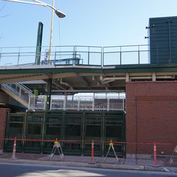 The new extension between the bleachers and the grandstand, along Waveland Avenue