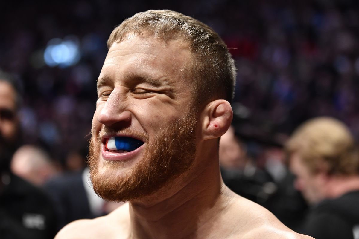 Justin Gaethje prepares to fight Michael Chandler in their lightweight fight during the UFC 268 event at Madison Square Garden on November 06, 2021 in New York City.